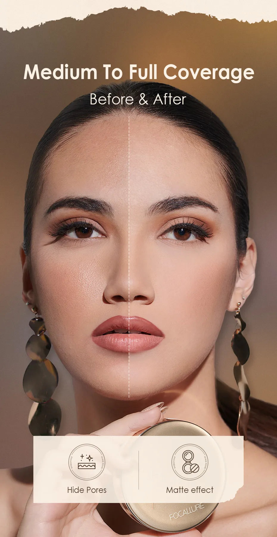 FOCALLURE Waterproof Matte Air Cushion Poreless BB&CC Cream High Coverage Oil-control Soft Face Makeup Foundation Base Cosmetics