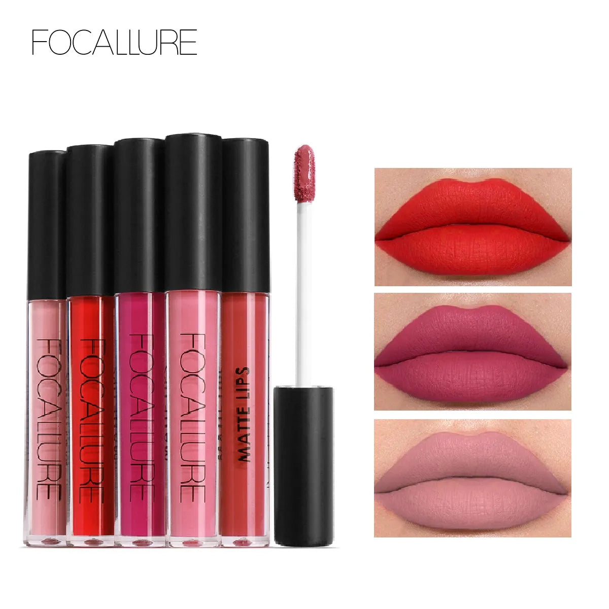 FOCALLURE Matte Velvet Lip Gloss Long Lasting Waterproof Nude Non-Stick Cup Liquid Lipstick Women Lips Makeup Cosmetics