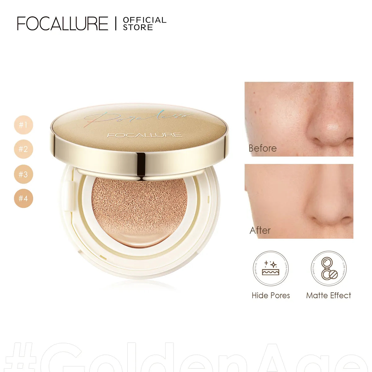 FOCALLURE Waterproof Matte Air Cushion Poreless BB&CC Cream High Coverage Oil-control Soft Face Makeup Foundation Base Cosmetics