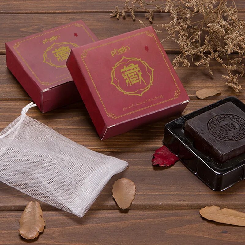 Tibetan Ancient Soap Black Soap Handmade Soap Face Clean Anti-Acne Remove Blackheads Chinese Herbal Soap with Cordyceps Sinensis