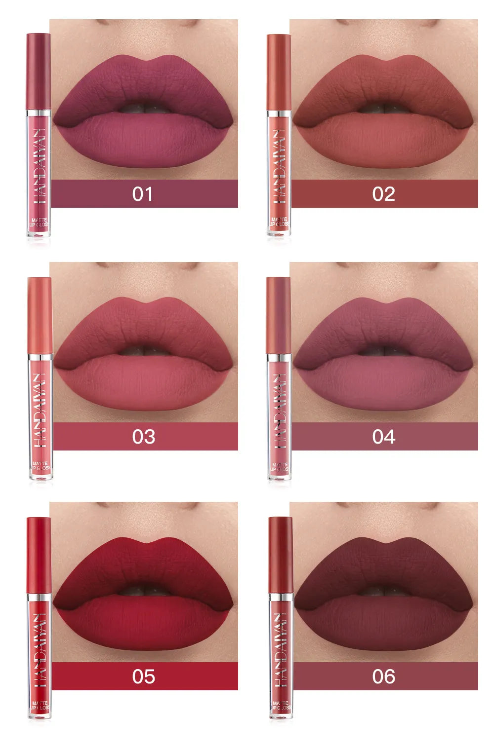 6Pcs Makeup Lipstick Liquid Velvet Matte Gloss Lip Red Lipstick Nude Women Long Lasting Waterproof Beauty Cosmetic Kit