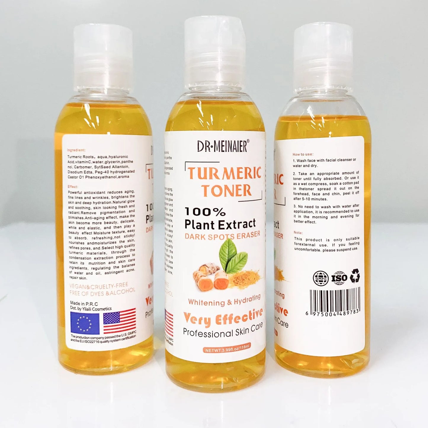 118ml Tumeric Dark Spots Toner Spots Eraser Corrector Turmeric Fade Blemishes Dark Spot Remover Acne Remover Toner for Dark Skin