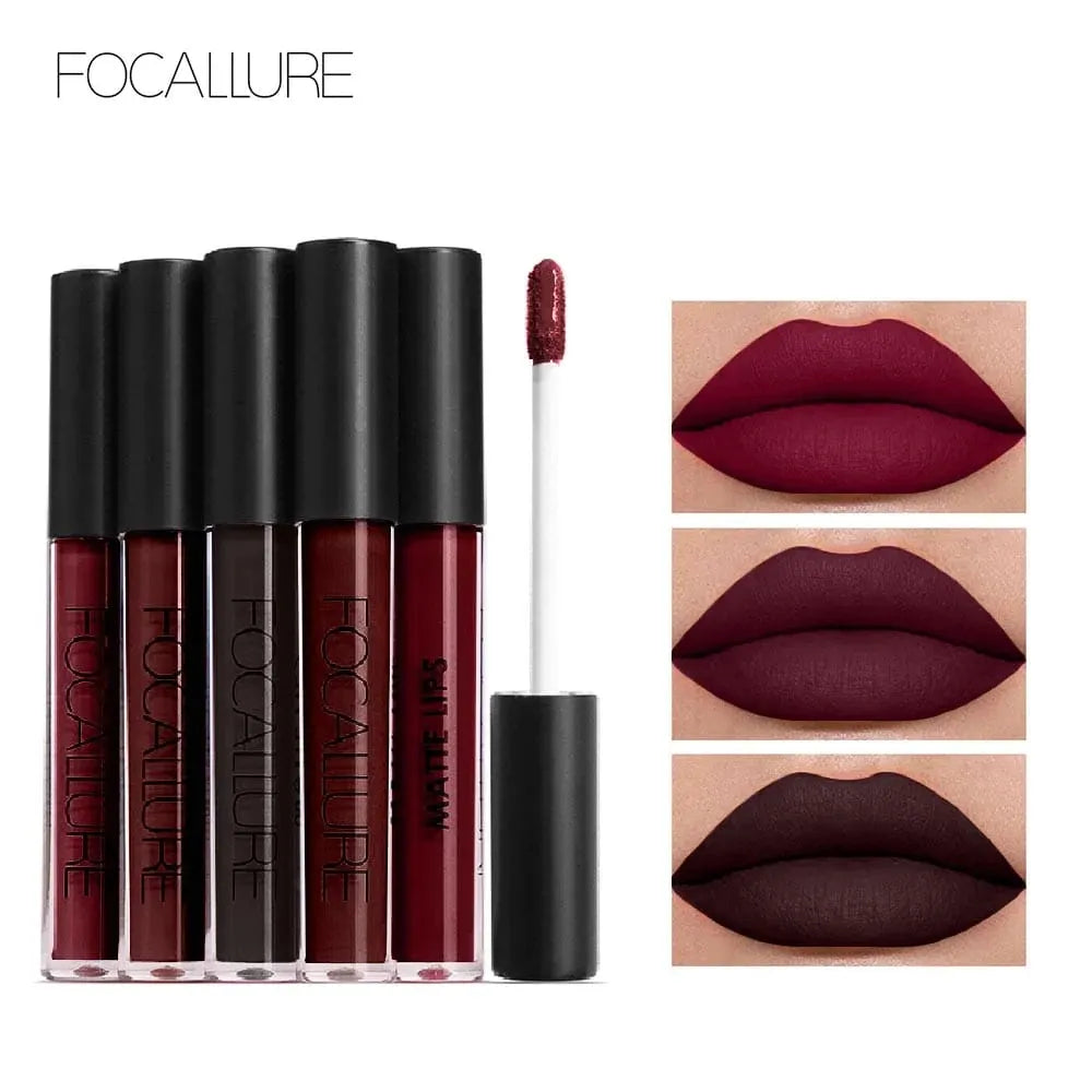 FOCALLURE Matte Velvet Lip Gloss Long Lasting Waterproof Nude Non-Stick Cup Liquid Lipstick Women Lips Makeup Cosmetics